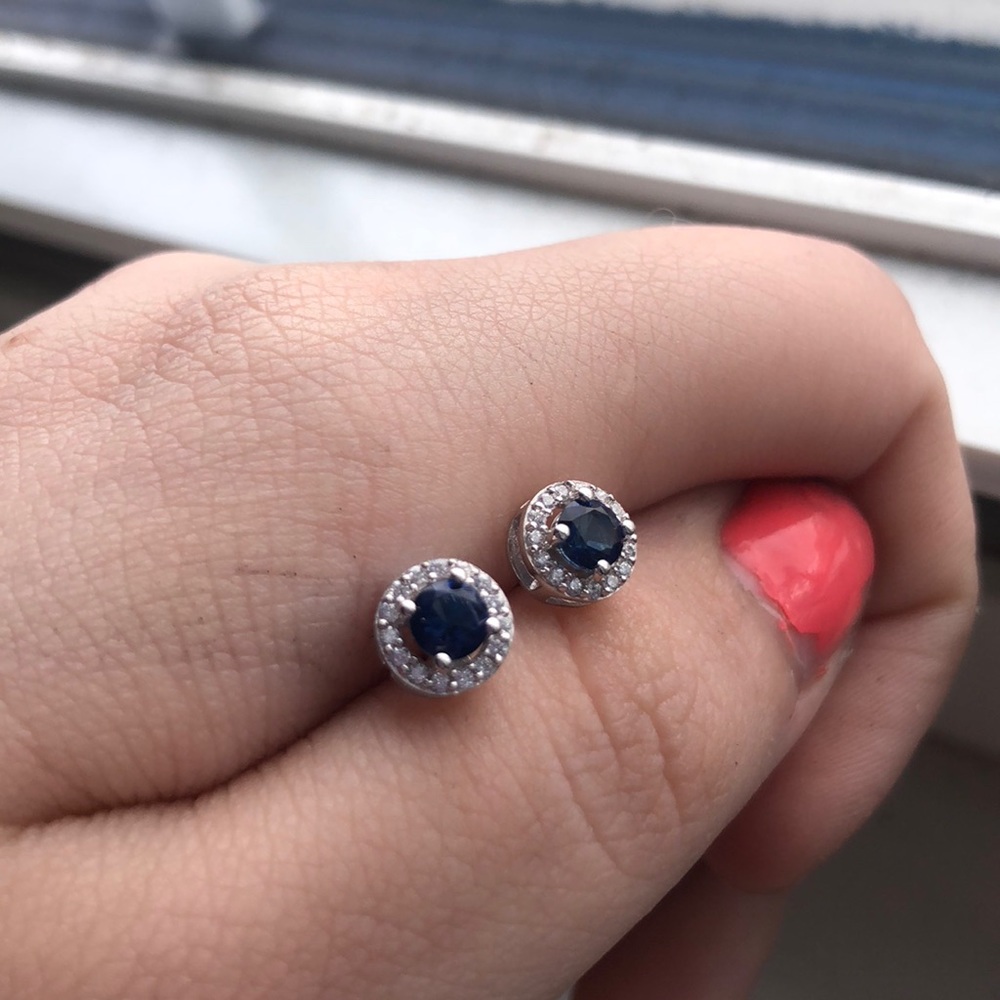 Sterling Silver Blue Sapphire Earrings